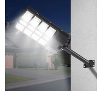 Lampadaire solaire Fiqops Lampadaire solaire LED étanche Projecteur avec détecteur de mouvement et télécommande pour extérieur Jardin Terrasse Parking 300W