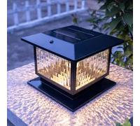 Lampadaire Solaire LED d'extérieur, luminaire Minimaliste avec Abat-Jour carré en Verre, Colonne en Aluminium pour Jardin, Cour, éclairage paysager