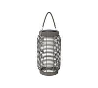 Outsunny Lampadaire d'extérieur solaire lampe de jardin sur pied en résine tressée luminaire LED de jardin en acier marche/arrêt automatique Ø18 x 37 cm gris