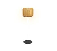 Lampadaire solaire LED style exotique H. 130 cm acier époxy noir résine tressée effet rotin naturel