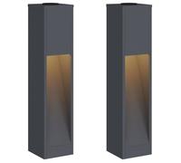 Lampadaire solaire LED - vidaXL - Anthracite - 18x18x80 cm - Acier laminé à froid - Blanc chaud - Solaire - Autoportant