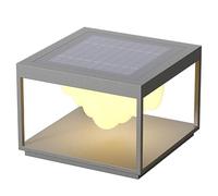 Lampadaire Solaire Minimaliste Gris Avec Socle, Lanterne de Jardin Led Étanche, Style Industriel Contemporain, À Alimentation Led.