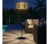 Lumisky Lampadaire solaire extérieur en bambou naturel avec module LED blanc chaud télécommande STANDY BAMBOU SOLAR H160cm