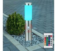 Lampadaire dimmable avec télécommande éclairage de jardin LED éclairage de chemin extérieur avec détecteur de mouvement, changement de couleur RVB, 8,5W 806lm blanc chaud, DxH 12,7x45 cm