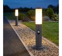 Lampadaire sur Mât Lampe 3er Set Détecteur de Mouvement Inox Opale E27