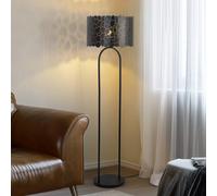 Lampadaire sur pied Aralena Lindby, noir, Salon / Salle à manger, Métal, Moderne, Lampadaire
