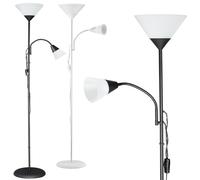 Lampadaire sur pied avec liseuse Luminaire Lampe orientable 175 cm Blanc ou noir