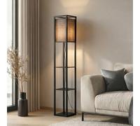Lampadaire sur pied Birta Lindby, noir, Salon / Salle à manger, Bois, Moderne, Lampadaire