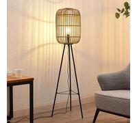 Lampadaire sur pied Canyana Lindby, bois clair, Salon / Salle à manger, Bois, Maison de campagne / Rustique, Lampadaire Bois