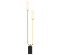 HOMCOM Lampadaire sur pied de salon lampe sur pied moderne avec 2 abat-jours en verre, base en marbre et interrupteur, pour salon et chambre, 150H cm, blanc
