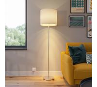 Lindby Lampadaire Everly (Moderne) en Blanc Textile e. a. pour Salon & Salle à manger (1 lampe,à E27), Sur Pied Lampe a de Sol