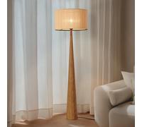 Lampadaire sur pied Fabrena Lucande, bois clair, Salon / Salle à manger, Bois, Lampadaire Tissu