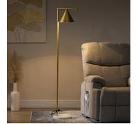 HomCom Lampadaire sur pied – abat-jour conique orientable, base marbre, 153 cm, 40W – doré/blanc