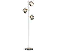 HomCom Lampadaire Globe Néo-Rétro – 3 ampoules orientables, métal et verre gris – H.162 cm Noir