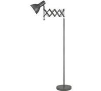 Lampadaire sur pied industriel bras articulé orientable en métal Compatible LED avec interrupteur Noir
