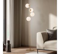 Lampadaire sur pied Isandro Lucande, doré, Salon / Salle à manger, Métal, Moderne, Lampadaire