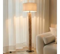 Lampadaire sur pied Jorvan Lucande, bois clair, Salon / Salle à manger, Bois, Lampadaire Tissu