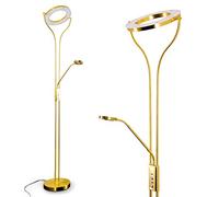Lampadaire sur pied LED Donna avec variateur d'intensité - Luminaire de salon moderne couleur laiton avec liseuse orientable - Eclairage intérieur LED blanc chaud - 2070 lumen - 23 watt
