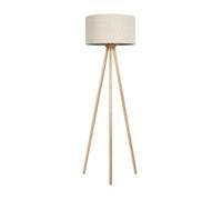 Lampadaire sur Pied LED en Bois à Trépied pour Salon Chambre Bureau Lin