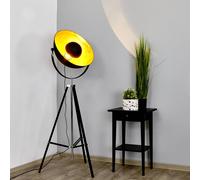 Lampadaire sur pied Mineva Lindby, noir, Salon / Salle à manger, Métal, Moderne, Lampadaire