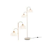 CostwayLampadaire à 2 Lampes Lampe Arbre Rotative à 350° avec Interrupteur au Pied Abat-jours Tissés Et 2 Bases d'Ampoules E27 Base Lourde Blanc