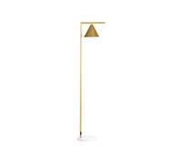 HOMCOM Lampadaire sur pied salon 40W, lampe sur pied en acier doré, abat-jour conique orientable, base en marbre, hauteur 153 cm, pour salon et chambre à coucher, doré et blanc
