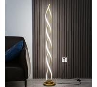 Lampadaire Sur Pied Salon avec interrupteur à pédale, LED Spirale Lampe sur Pied Dimmable avec télécommande, 50W, Chambre Lampe de Chevet moderne Lampe de Lecture pour chambre à coucher, bureau (Or)