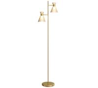 Lampadaire sur pied salon - HOMCOM - double tête réglable - abat-jour en verre floral - métal - 42 x 25 x 165 cm - doré