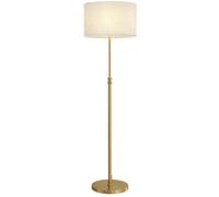 HOMCOM Lampadaire salon avec télécommande, lampe sur pied, hauteur réglable 133-168 cm, 3000K-6000K dimmable température couleur réglable, abat-jour en lin, minuterie 1H, interrupteur à pied, doré