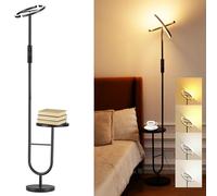 Lampadaire sur Pied Salon, Lampe LED sur Pied 36W Dimmable avec Tablette, Télécommande et Commande Tactile, Lampadaire Chambre Noir, 4 Températures de Couleur, Tête Orientable 360° AVEN MF19