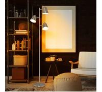 Lampadaire sur Pied Salon - RELAX4LIFE - 3 Spots Orientables - 3 Ampoules LED - Interrupteurs Indépendants - E27 - Argenté