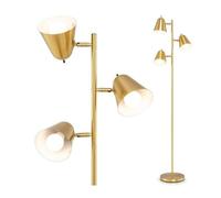 Lampadaire sur Pied Salon - RELAX4LIFE - 3 Spots Orientables - 3 Ampoules LED - Interrupteurs Indépendants - E27 - Doré