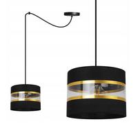 Lampadaire Suspendu - Light Home - Spider Elegance Gold - Métal Noir - Abat-jour Tissu Or
