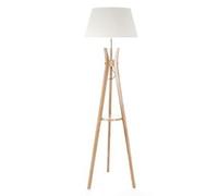 Lampadaire table en Bambou/ Lin - H 156 x D 46 cm -PEGANE-
