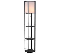 HomCom Lampadaire étagère 26x26x160 cm 3 étagères 4 niveaux MDF Noir