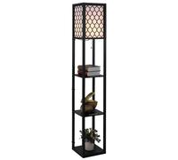 Lampadaire ?Tag?Re Lampe ?Tag?Re 26l X 26l X 160h Cm 3 ?Tag?Res 4 Niveaux Mdf Noir Motif Nid D'abeille