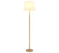 Lampadaire textile blanc Lampe sur pied imitation bois Lampe de salon debout, métal, douille E27, DxH 35x151 cm