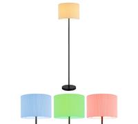 Lampadaire textile nature Lampe sur pied avec télécommande dimmable Lampe de salon debout, métal, RGB LED 8,5W 806Lm blanc chaud, DxH 38 x 152 cm