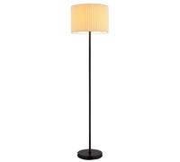 Lampadaire textile naturel Lampe sur pied noire Lampe de salon debout, métal, douille E27, DxH 38 x 152 cm