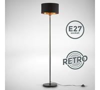 Lampadaire tissu noir-doré E27 métal lampe à pied salon chambre retro moderne