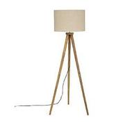Atmosphera - Lampadaire trépied Olga - noir - bois H150