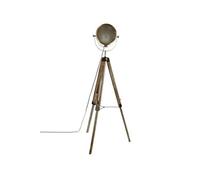 Lampadaire trepied en bois et acier coloris bronze - Longueur 62,5 x Profondeur 57 x Hauteur 150 cm --