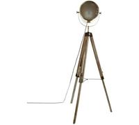 Lampadaire trépied en bois et acier coloris bronze - Longueur 62,5 x Profondeur 57 x Hauteur 150 cm