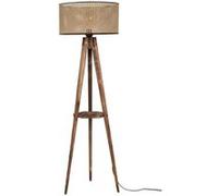 Lampadaire trépied en bois et toile Sehbali Marron G