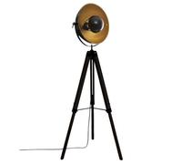 Lampadaire trepied en paulownia coloris noir - D. 67 x H. 162 cm