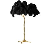 Lampadaire trépied en plumes d'autruche à intensité variable, lampe de lecture décorative LED en résine pour salon, bureau à domicile