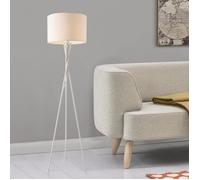 Lampadaire Trépied Grenoble E27 Métal Tissu Hauteur 154 cm Blanc lux.pro