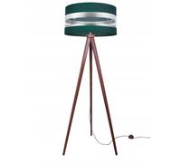 Lampadaire Trépied - Light-Home - Chrome Intense - Bois - Abat-jour Tissu - Hauteur 145 cm