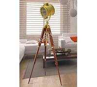 Lampadaire trépied moderne industriel vintage en bois pour salon et bureau