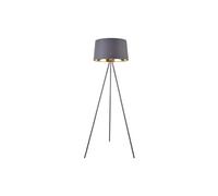 Lampadaire Trépied Moderne Stylé Lampe sur Pied Design E27 Métal Textile Hauteur 150 cm Gris Doré [lux.pro]
